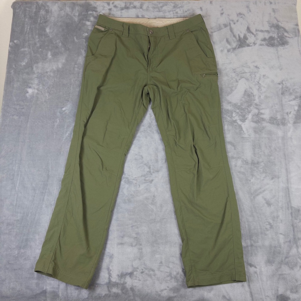 ExOfficio Hiking Pants Mens 36 Green Ripstop Nylon Lightweight Outdoor Trekking